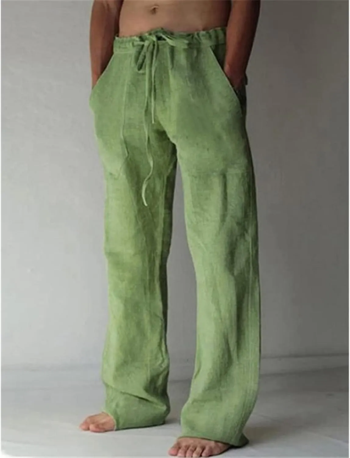 Mens Casual Linen Pants Loose Fit Straight Wide Leg Joggers Cool Beach Yoga Trouser Elastic Waist Sweatpants for Me