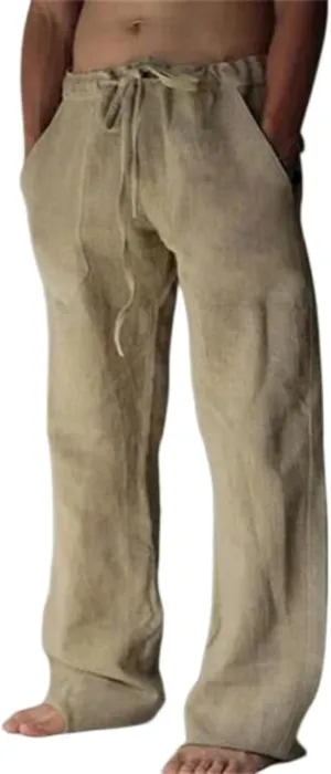 Mens Casual Linen Pants Loose Fit Straight Wide Leg Joggers Cool Beach Yoga Trouser Elastic Waist Sweatpants for Me