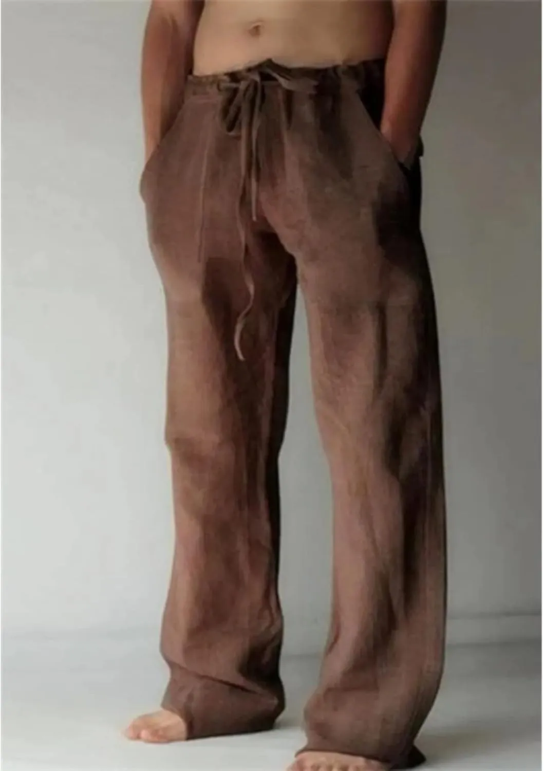 Mens Casual Linen Pants Loose Fit Straight Wide Leg Joggers Cool Beach Yoga Trouser Elastic Waist Sweatpants for Me
