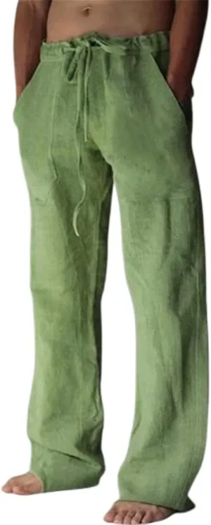 Mens Casual Linen Pants Loose Fit Straight Wide Leg Joggers Cool Beach Yoga Trouser Elastic Waist Sweatpants for Me