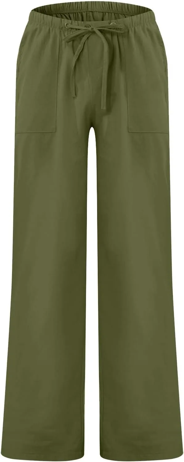 Mens Casual Pants Lightweight Plus Size Casual Pants Drawstring Low Rise Wide Leg Trousers Loose Yoga Pants with Pcokets
