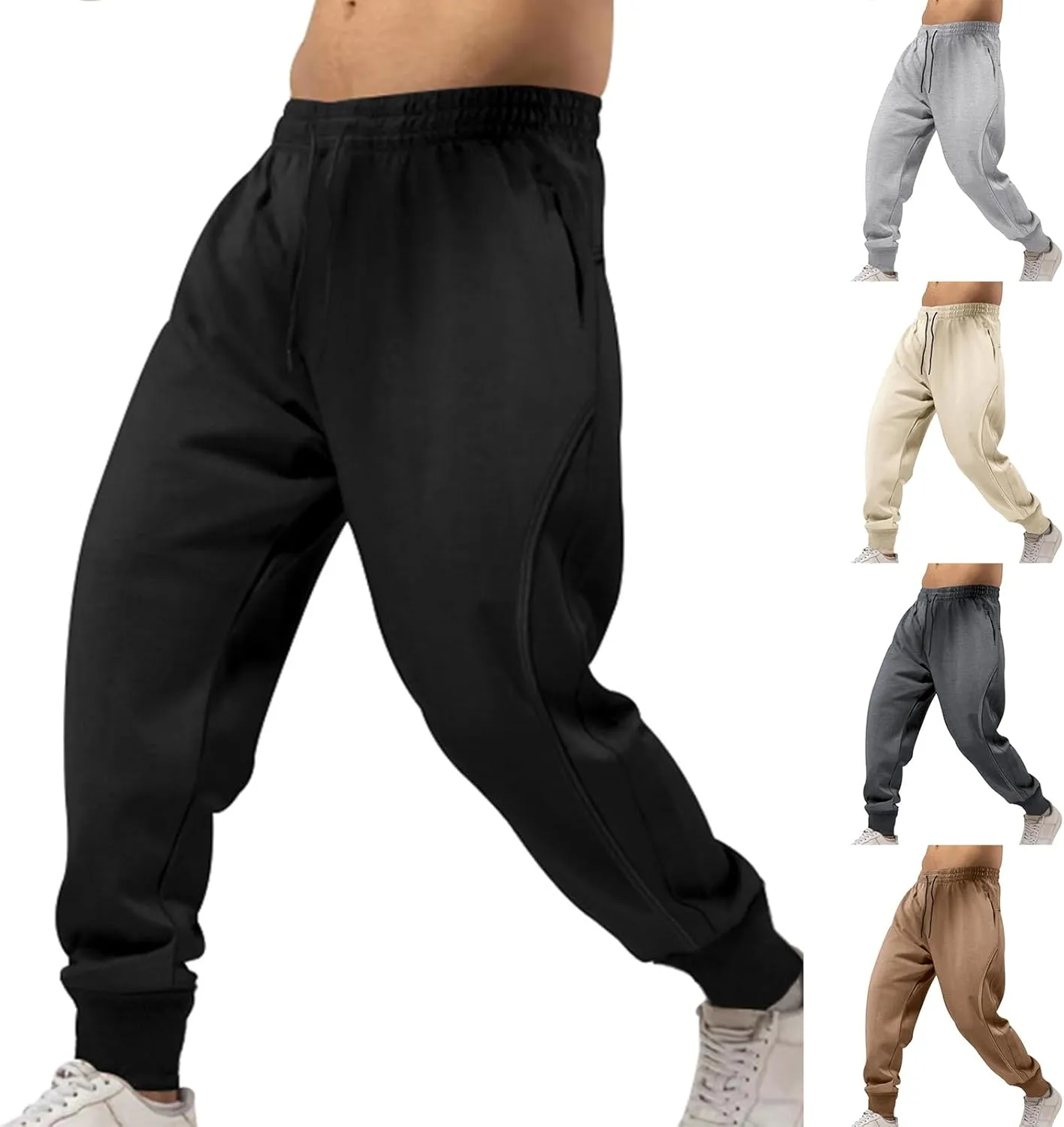 Men's Casual Pants Slim Fit Sweatpants Elastic Waist Drawstring Straight Summer Beach Pants