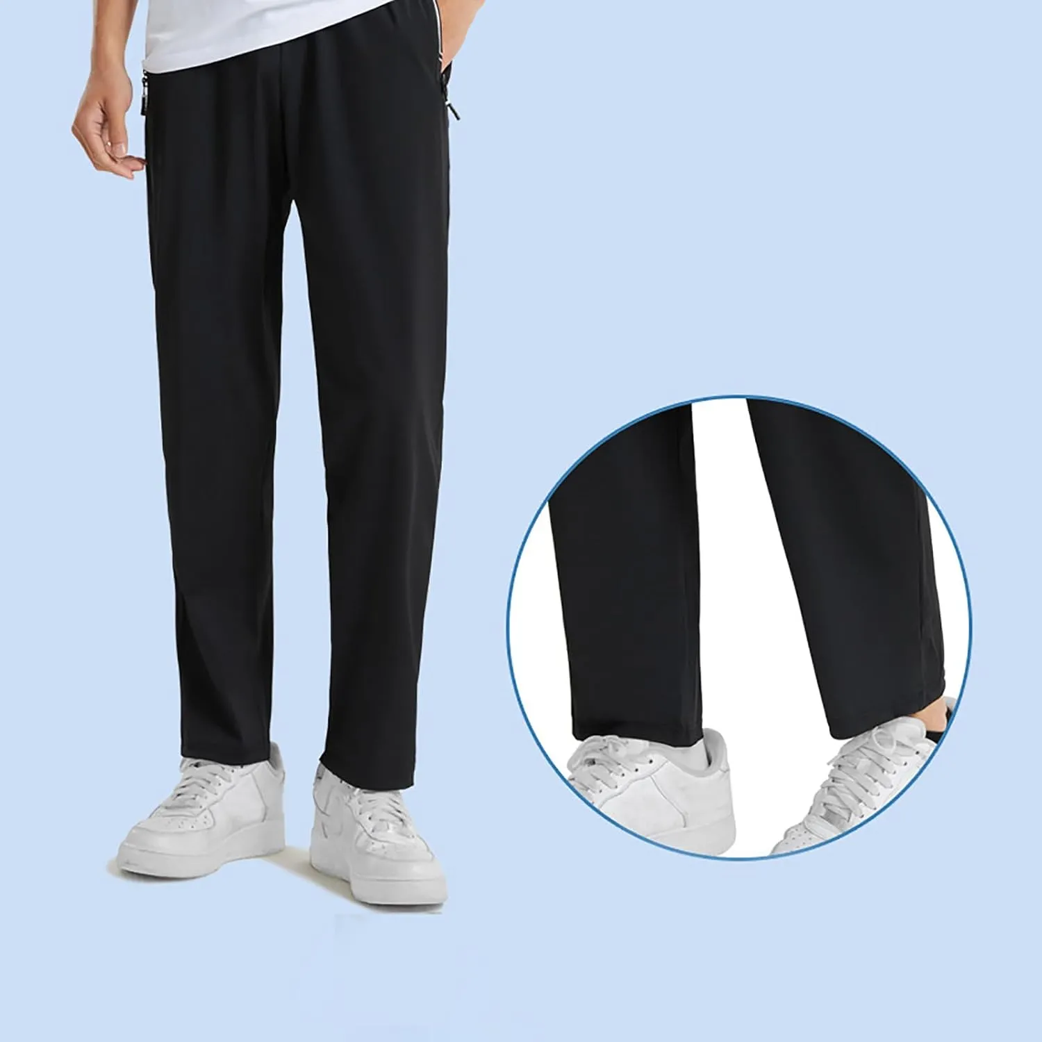 Mens Casual Pants with Zipper Pockets Lightweight Hiking Running Sweatpants Gym Workout Athletic Pants for Men, Large