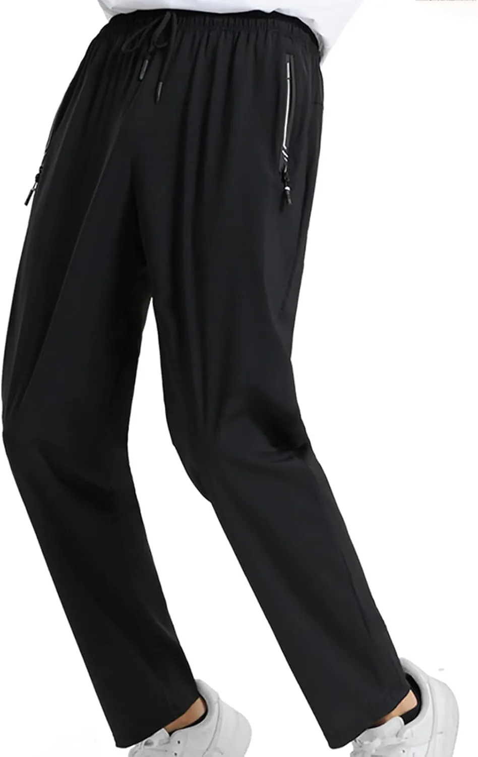 Mens Casual Pants with Zipper Pockets Lightweight Hiking Running Sweatpants Gym Workout Athletic Pants for Men, Large