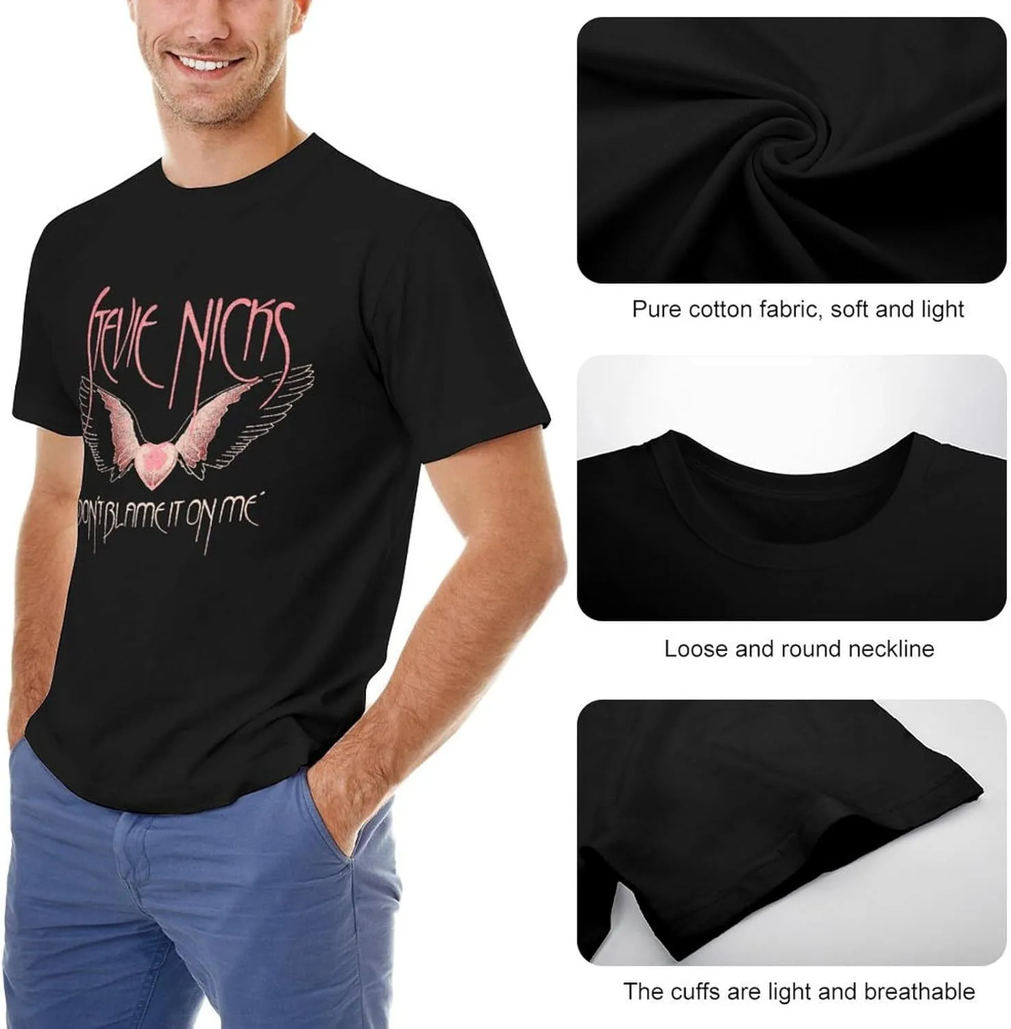 Mens Casual T-Shirts Short Sleeve Adults Teens Cotton Shirt Black