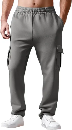 Mens Chinos Pants High Elastic Waist Casual Summer Pants Comfy Relaxed Fit Trousers with Pockets Fashion
