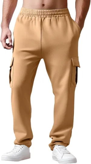 Mens Chinos Pants High Elastic Waist Casual Summer Pants Comfy Relaxed Fit Trousers with Pockets Fashion