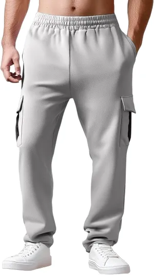 Mens Chinos Pants High Elastic Waist Casual Summer Pants Comfy Relaxed Fit Trousers with Pockets Fashion