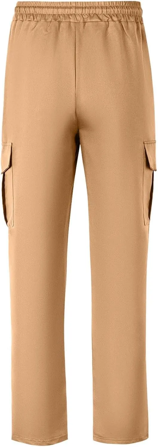 Mens Chinos Pants High Elastic Waist Casual Summer Pants Comfy Relaxed Fit Trousers with Pockets Fashion
