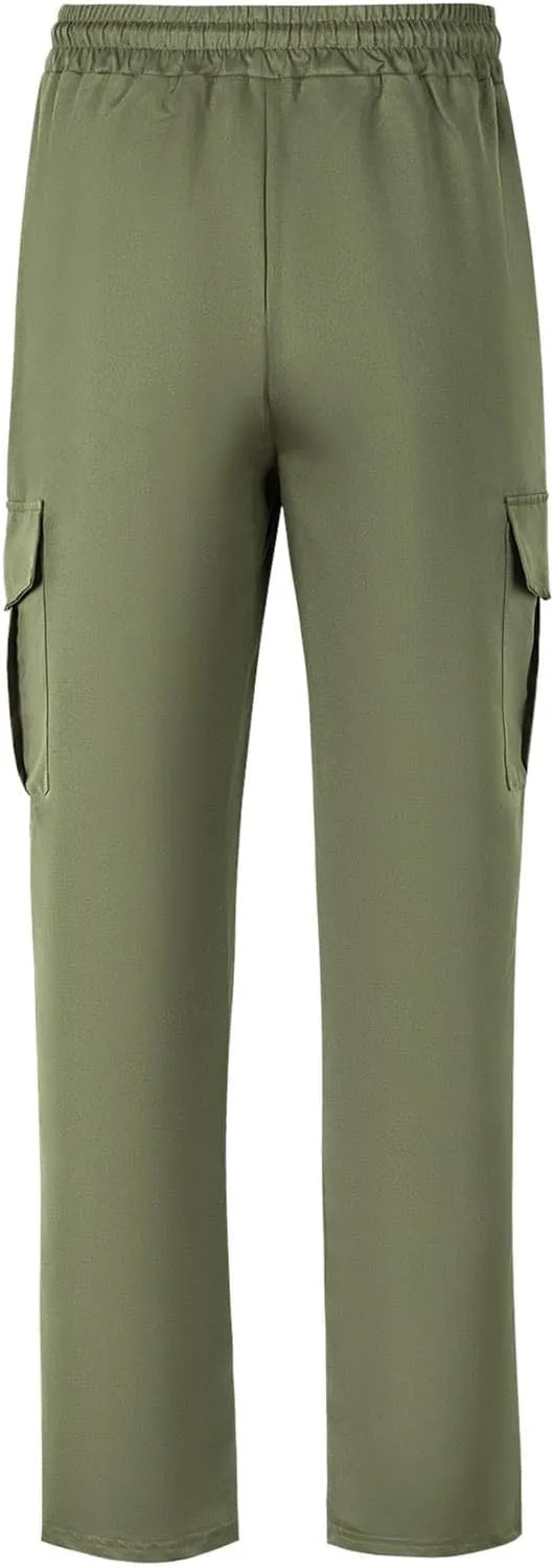 Mens Chinos Pants High Elastic Waist Casual Summer Pants Comfy Relaxed Fit Trousers with Pockets Fashion