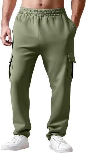 Mens Chinos Pants High Elastic Waist Casual Summer Pants Comfy Relaxed Fit Trousers with Pockets Fashion