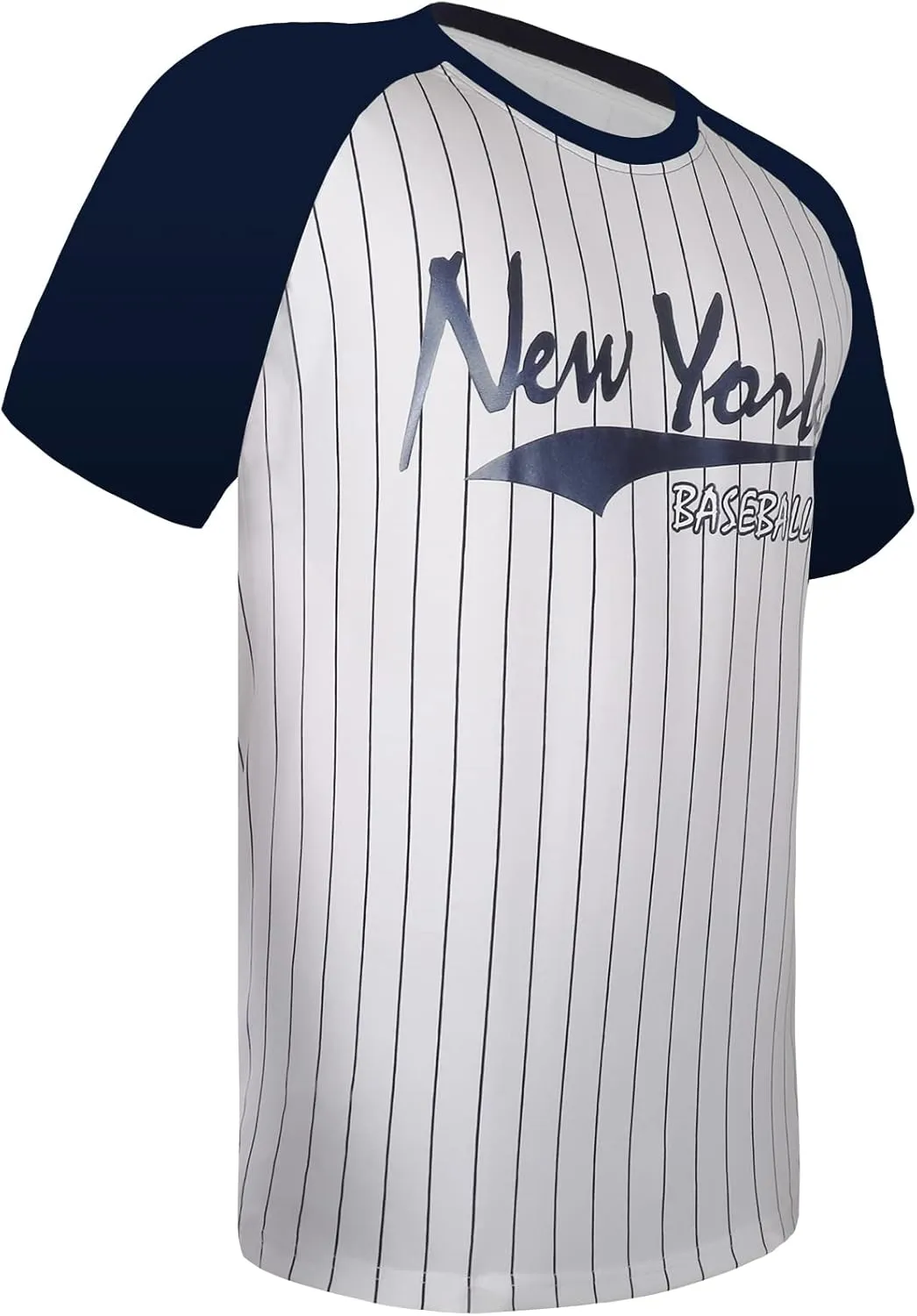 Mens City Baseball Fans Crewneck Cage Raglan T-Shirts - White & Navy