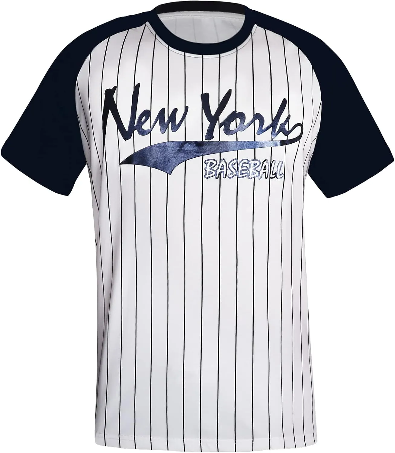 Mens City Baseball Fans Crewneck Cage Raglan T-Shirts - White & Navy