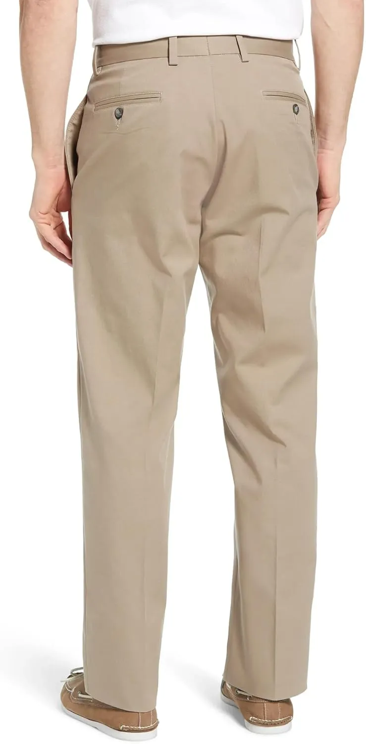 Mens Classic Fit Flat Front Casual Pants Expandable Waist Khaki Chinos Pants Men
