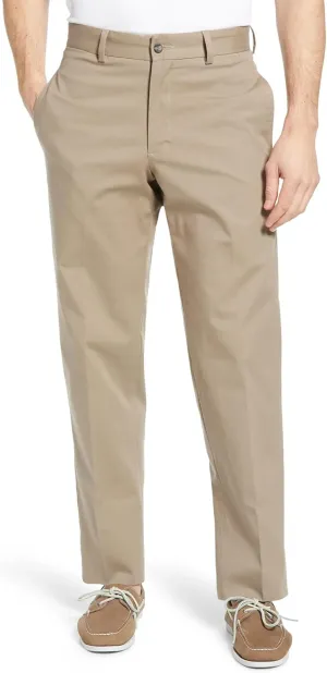 Mens Classic Fit Flat Front Casual Pants Expandable Waist Khaki Chinos Pants Men