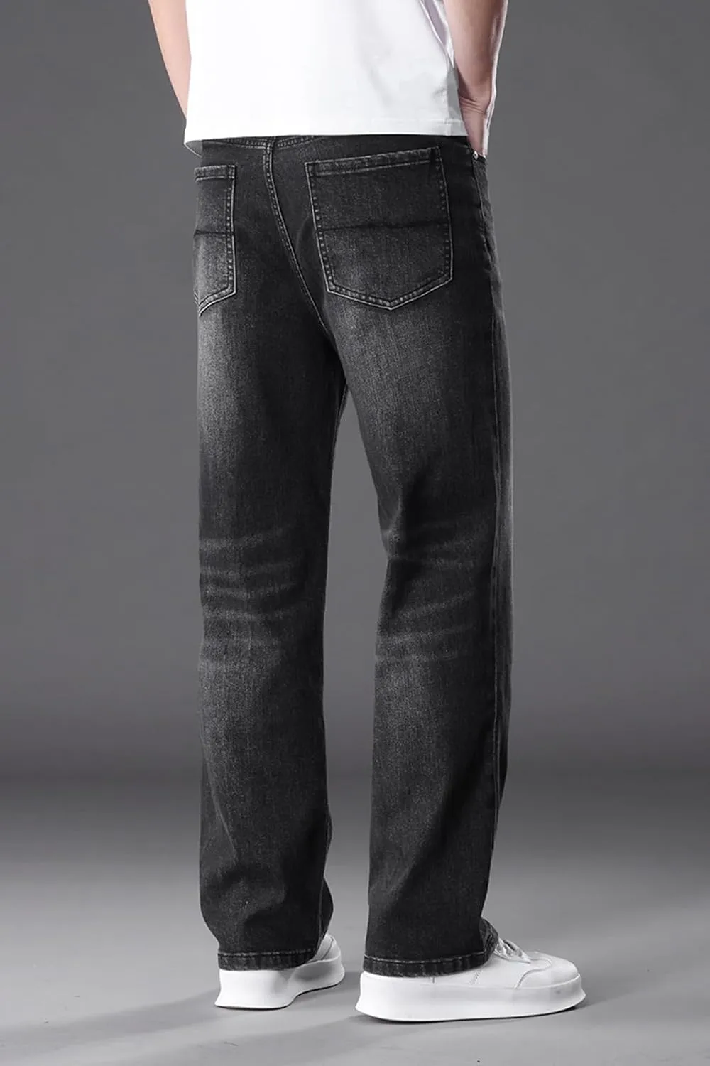 Men's Classic Straight Leg Jeans, Light Blue Wash Denim, Relaxed Fit, Casual Style