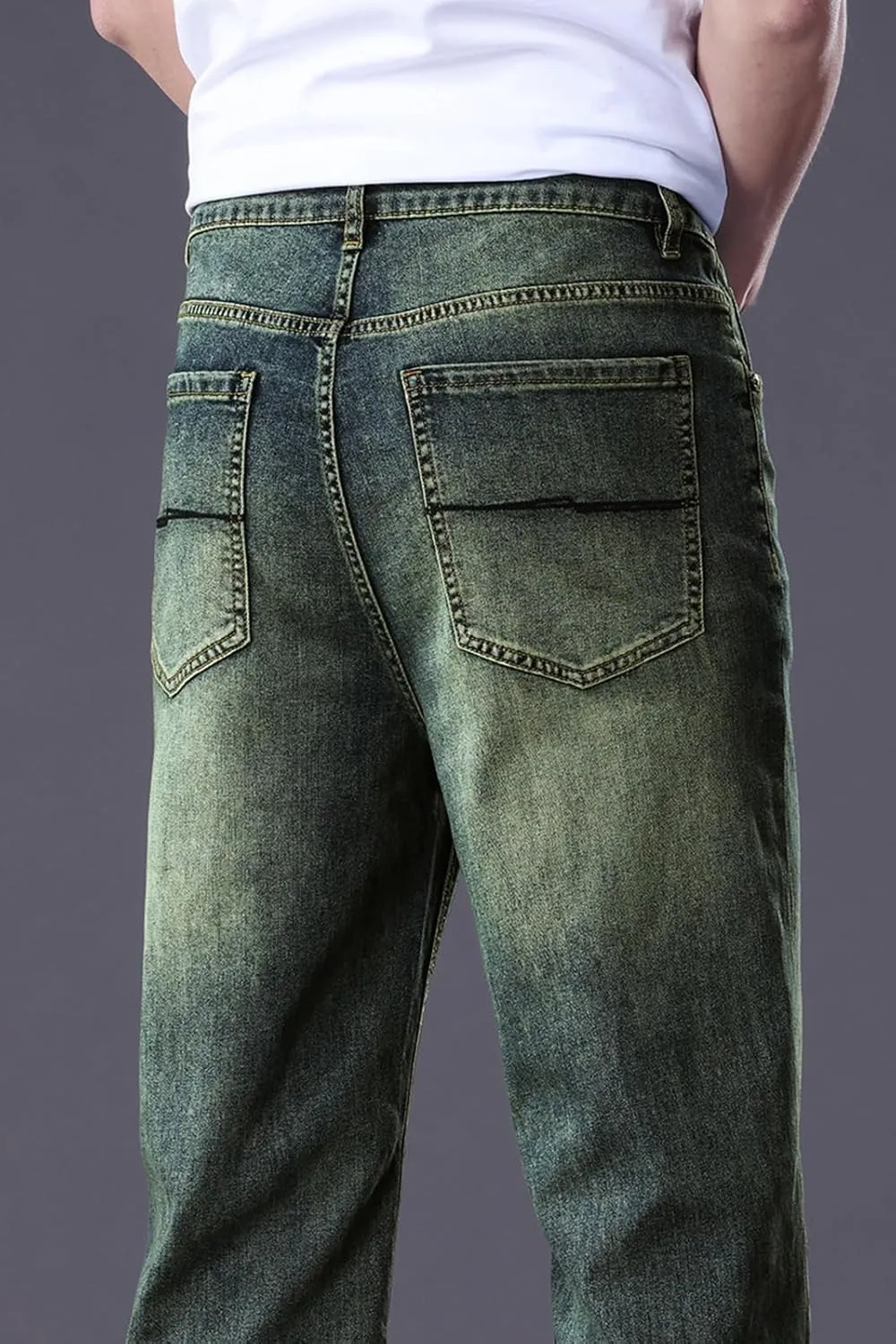 Men's Classic Straight Leg Jeans, Light Blue Wash Denim, Relaxed Fit, Casual Style