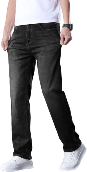 Men's Classic Straight Leg Jeans Relaxed Fit Light Blue Wash Multiple Colors Available