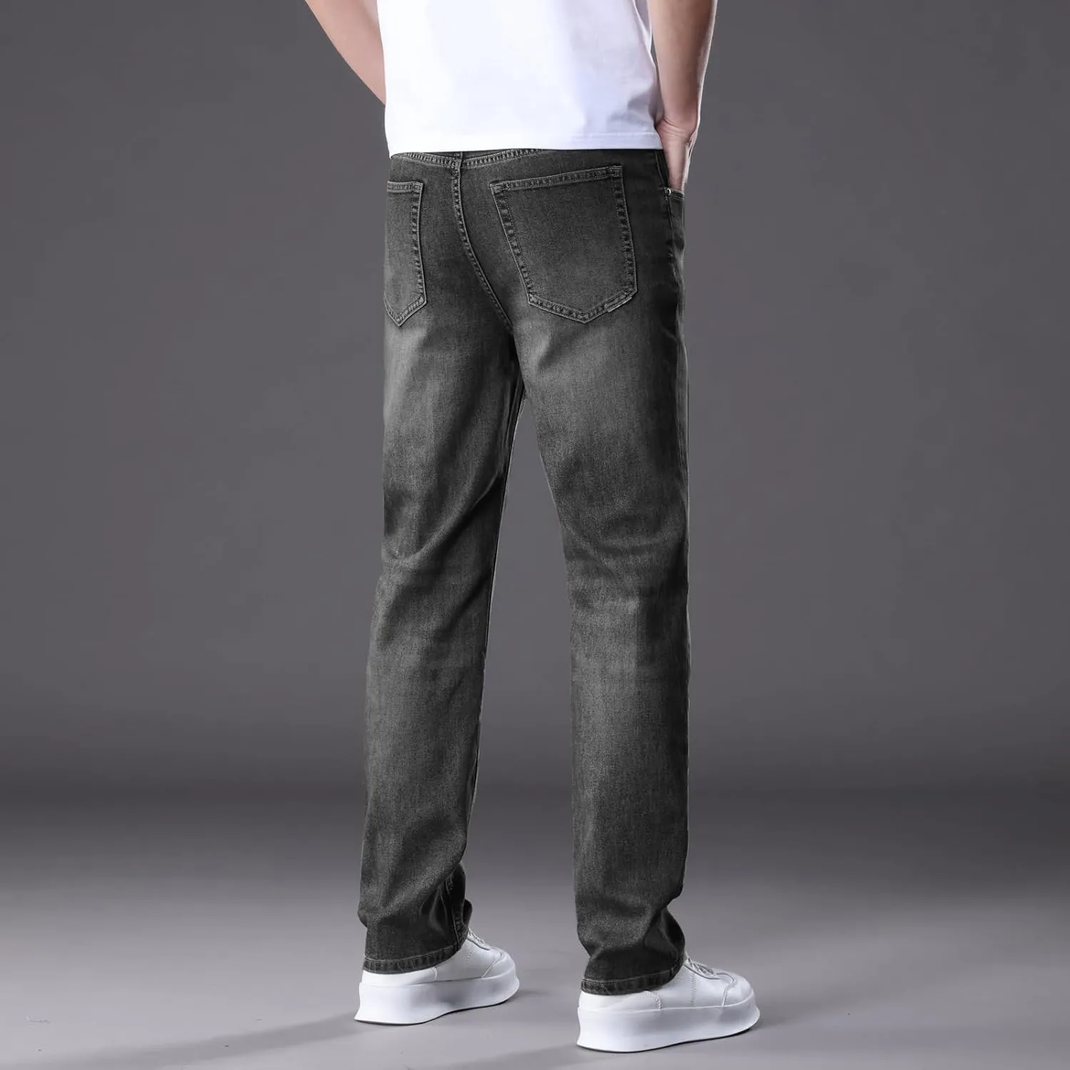 Men's Classic Straight Leg Jeans Relaxed Fit Light Blue Wash Multiple Colors Available
