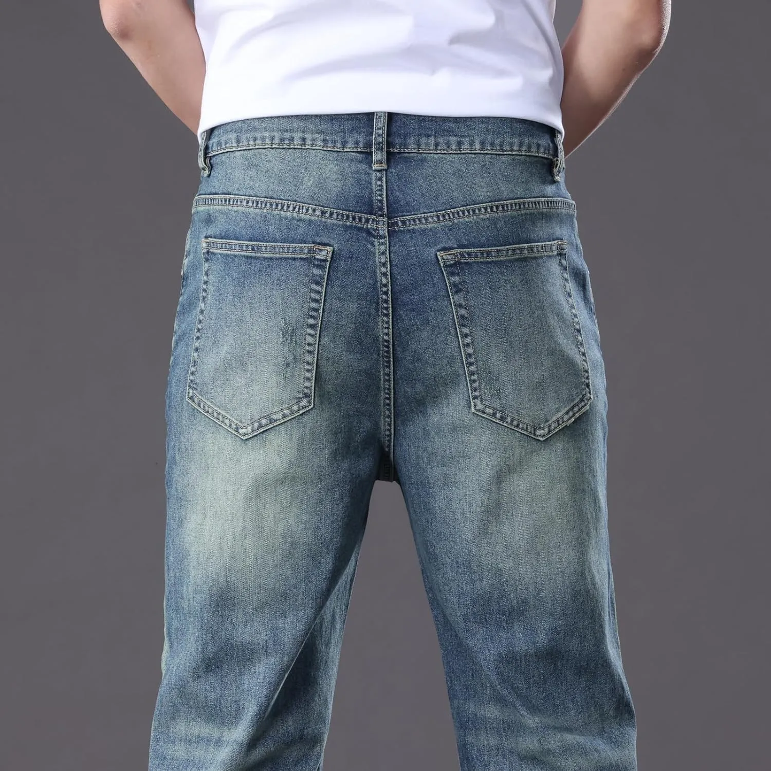 Men's Classic Straight Leg Jeans Relaxed Fit Light Blue Wash Multiple Colors Available