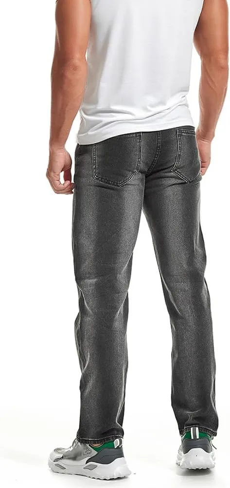 Men's Classic Straight Leg Jeans Relaxed Fit Washed Denim Jeans Pants