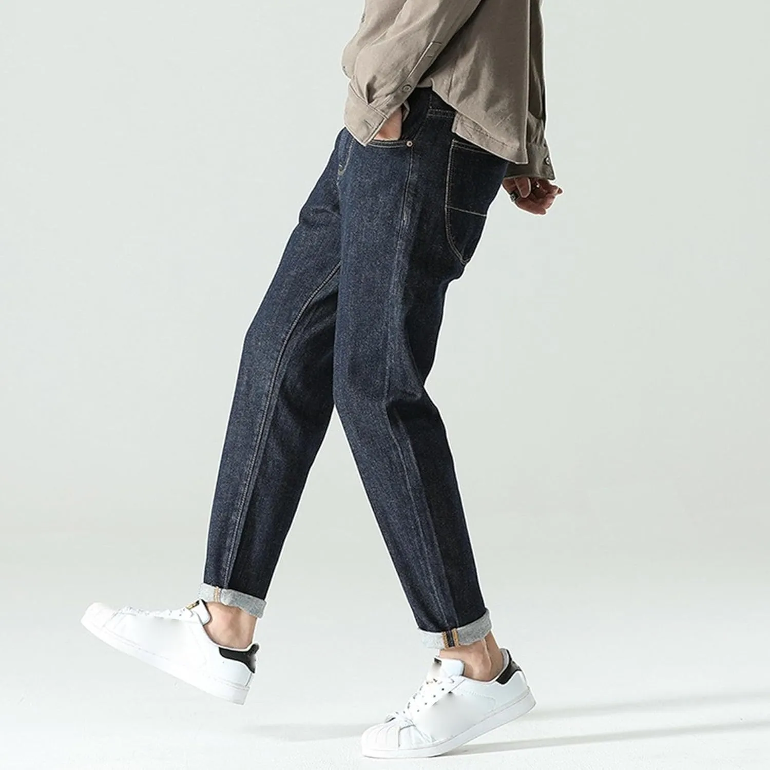 Men's Classic Straight Leg Outdoor Jeans Casual Loose Fit Stretch Denim Pants Comfort Basic Fashion Jeans