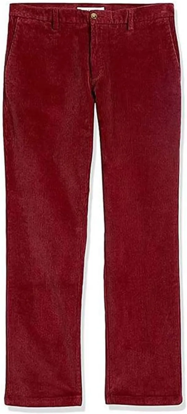 Men's Corduroy Pants Pleated Front Regular Fit Elastic Waist Classic Casual Stylish for Fall Winter