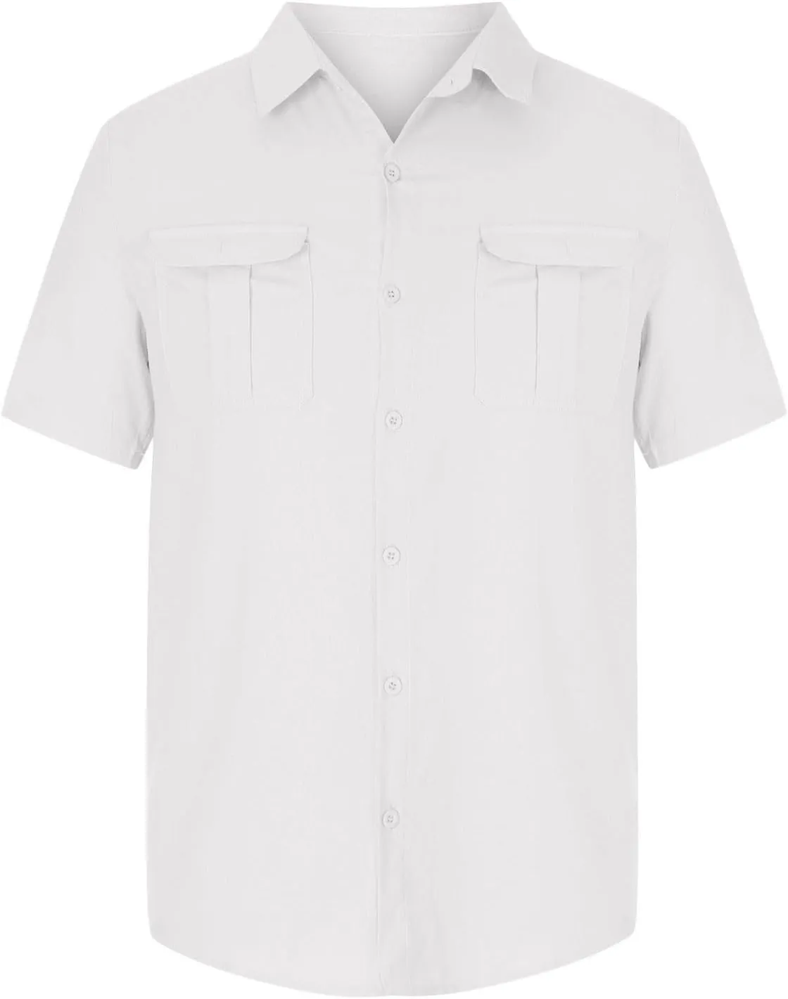 Mens Cotton Linen Shirts Button Down Casual Tshirt Textured Short Sleeve Shirts Summer Beach Outdoor Tee with Pockets