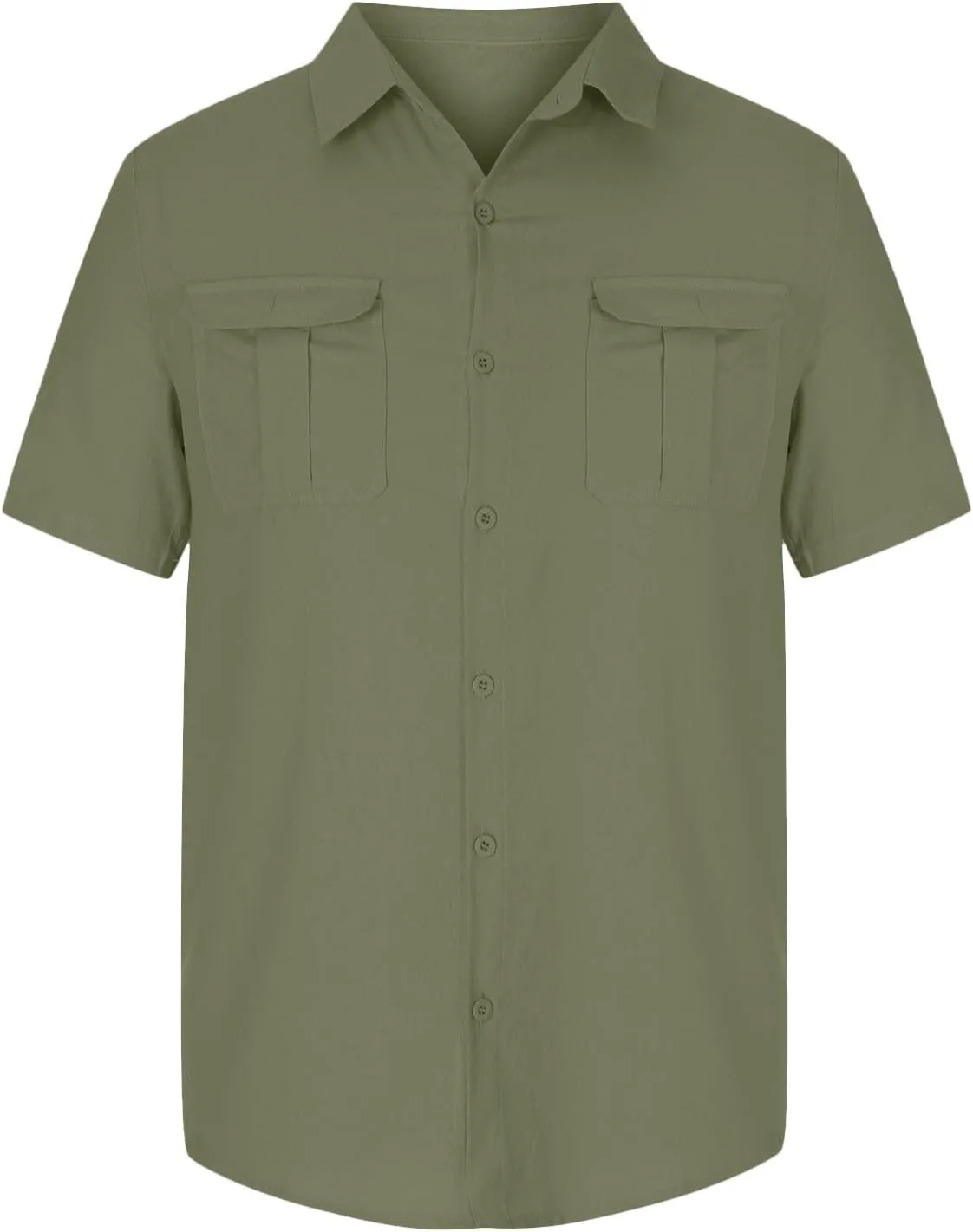 Mens Cotton Linen Shirts Button Down Casual Tshirt Textured Short Sleeve Shirts Summer Beach Outdoor Tee with Pockets