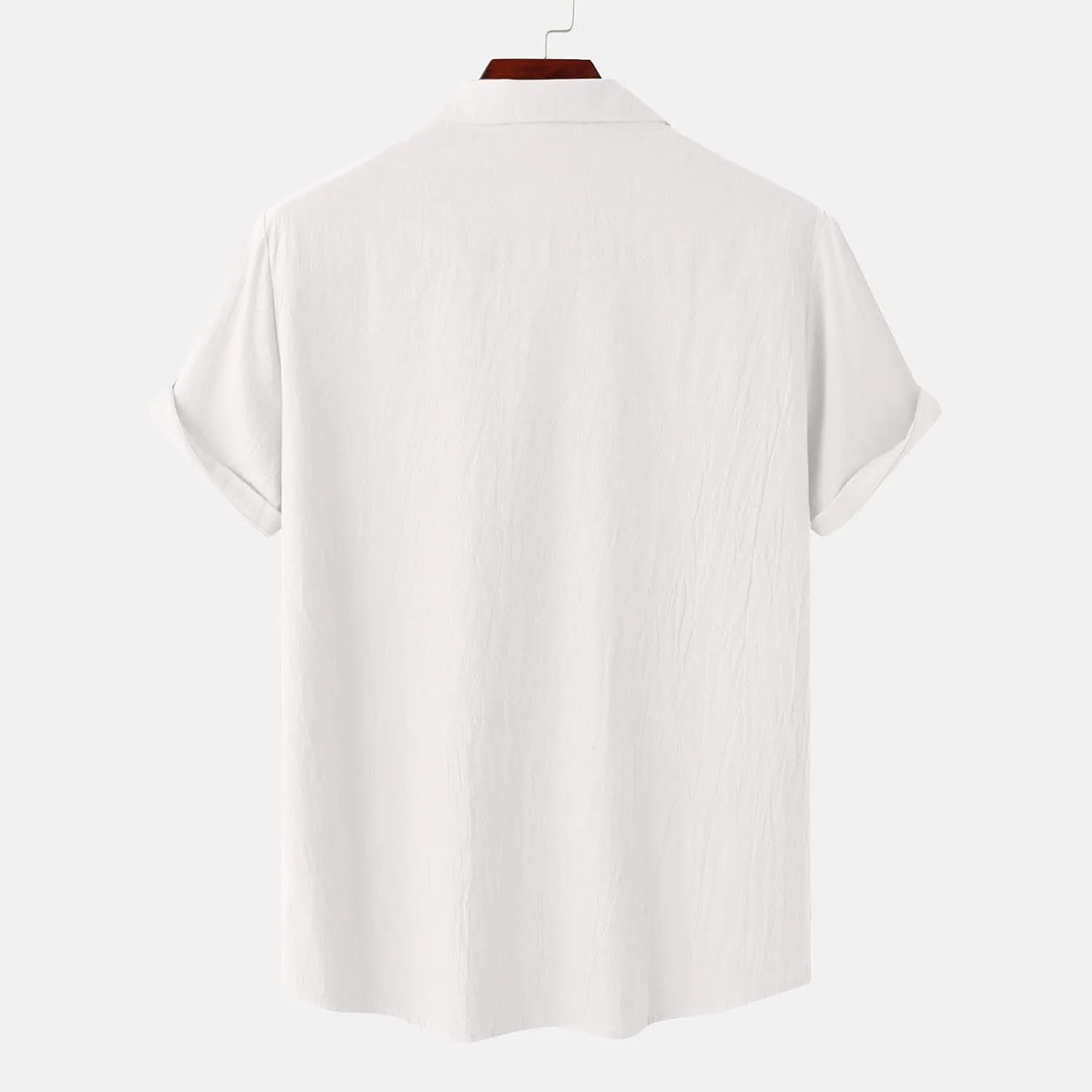 Mens Cotton Linen Shirts Button Down Casual Tshirt Textured Short Sleeve Shirts Summer Beach Outdoor Tee with Pockets