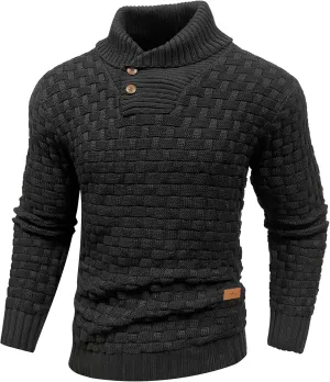 Mens Crewneck Long Sleeve Textured Ribbed Edge Pullover Sweaters Knitted Sweater Tops