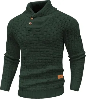 Mens Crewneck Long Sleeve Textured Ribbed Edge Pullover Sweaters Knitted Sweater Tops