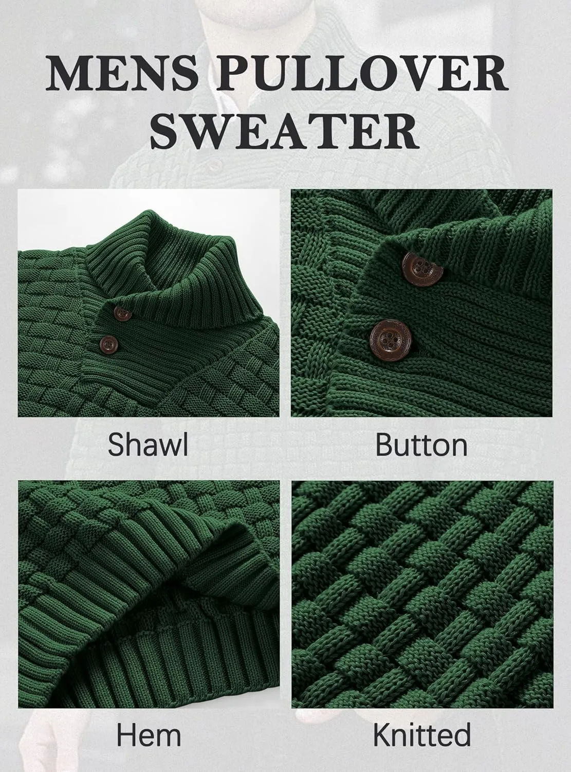 Mens Crewneck Long Sleeve Textured Ribbed Edge Pullover Sweaters Knitted Sweater Tops