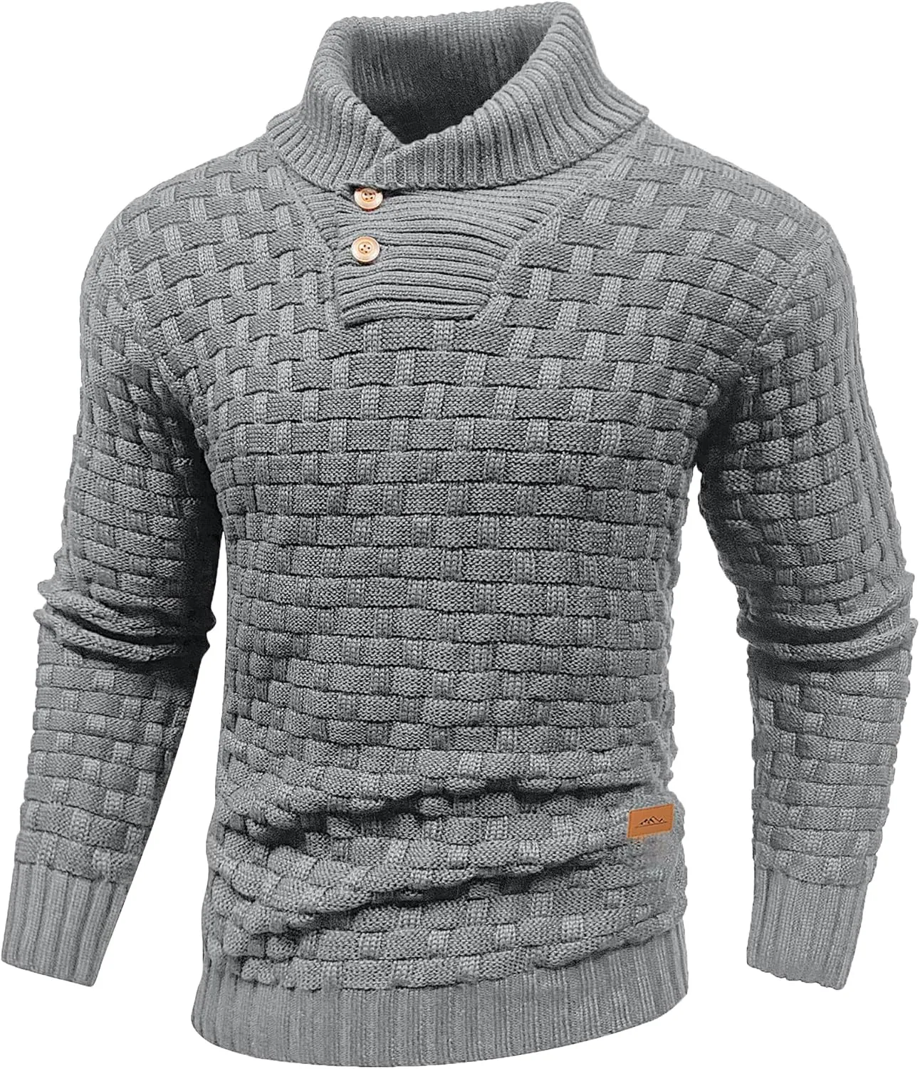 Mens Crewneck Long Sleeve Textured Ribbed Edge Pullover Sweaters Knitted Sweater Tops
