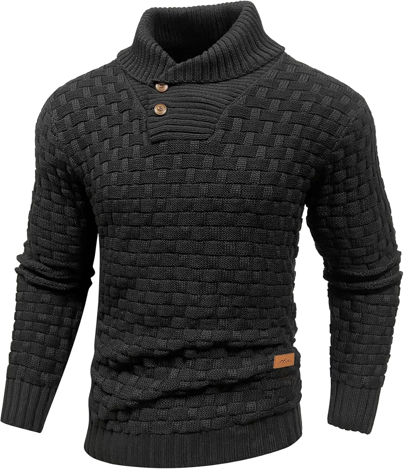 Mens Crewneck Long Sleeve Textured Ribbed Edge Pullover Sweaters Knitted Sweater Tops