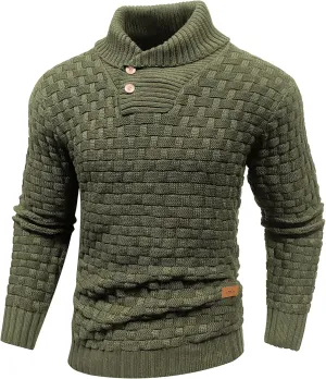 Mens Crewneck Long Sleeve Textured Ribbed Edge Pullover Sweaters Knitted Sweater Tops