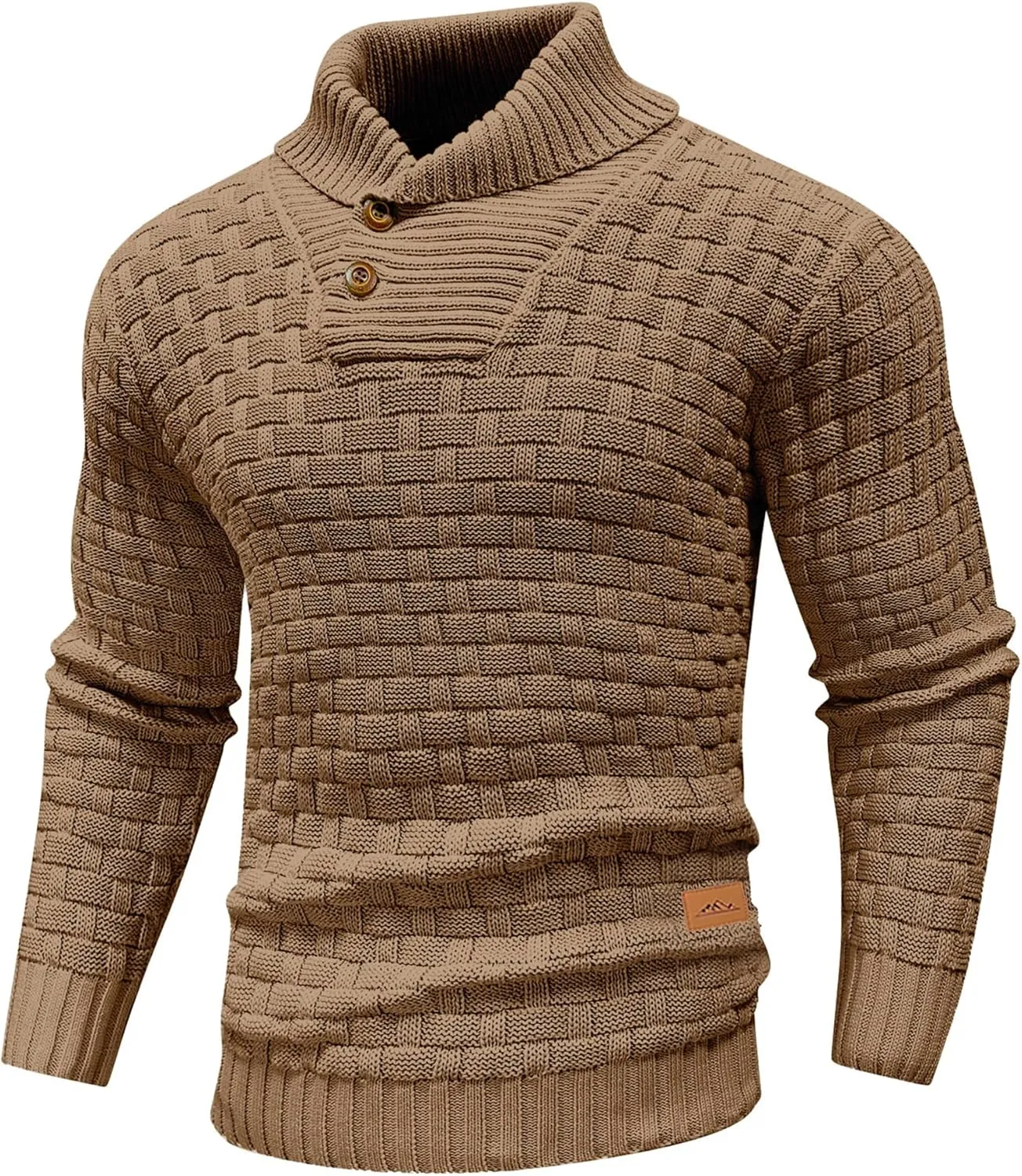 Mens Crewneck Long Sleeve Textured Ribbed Edge Pullover Sweaters Knitted Sweater Tops