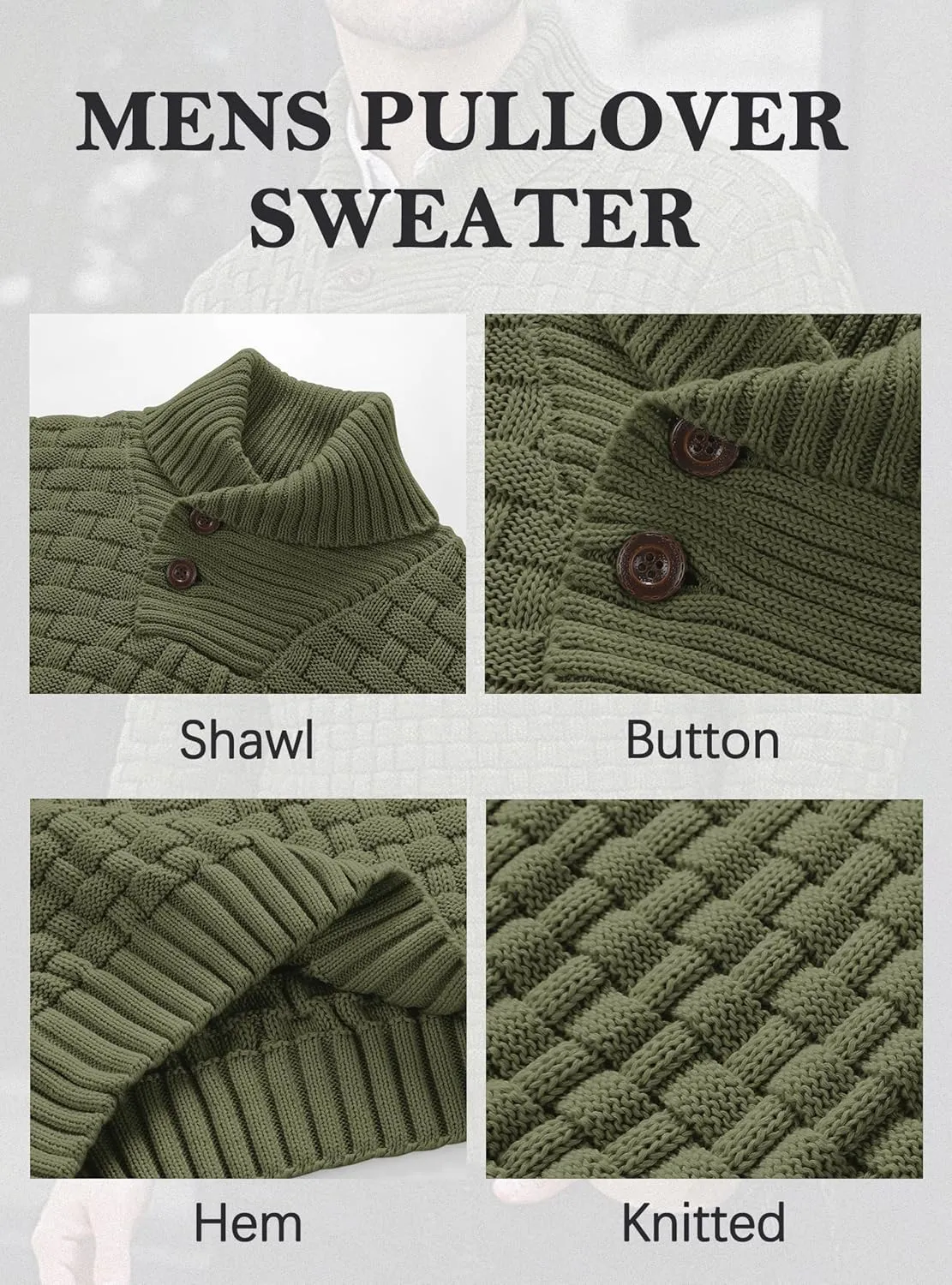 Mens Crewneck Long Sleeve Textured Ribbed Edge Pullover Sweaters Knitted Sweater Tops