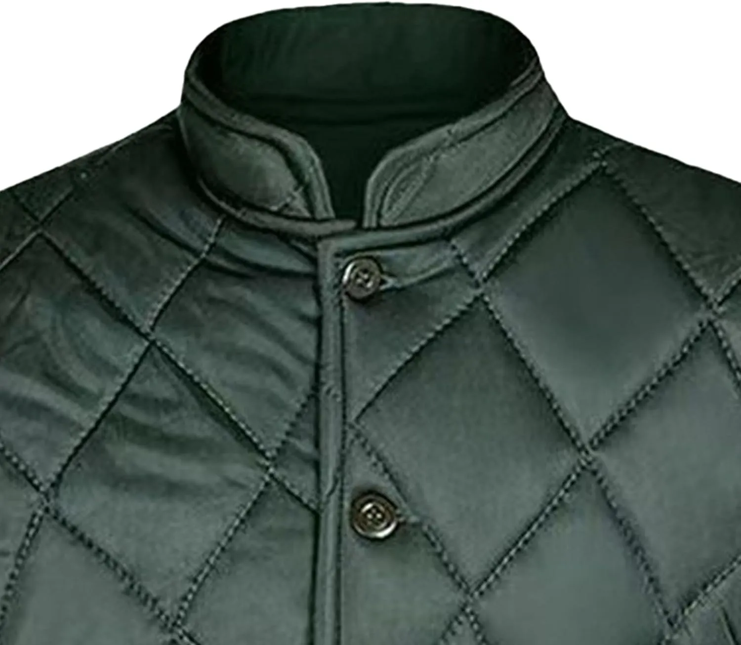 Men's Diamond Quilted Jacket Button Down Thermal Padded Cotton Coat Insulated Warm Winter Bomber Jackets