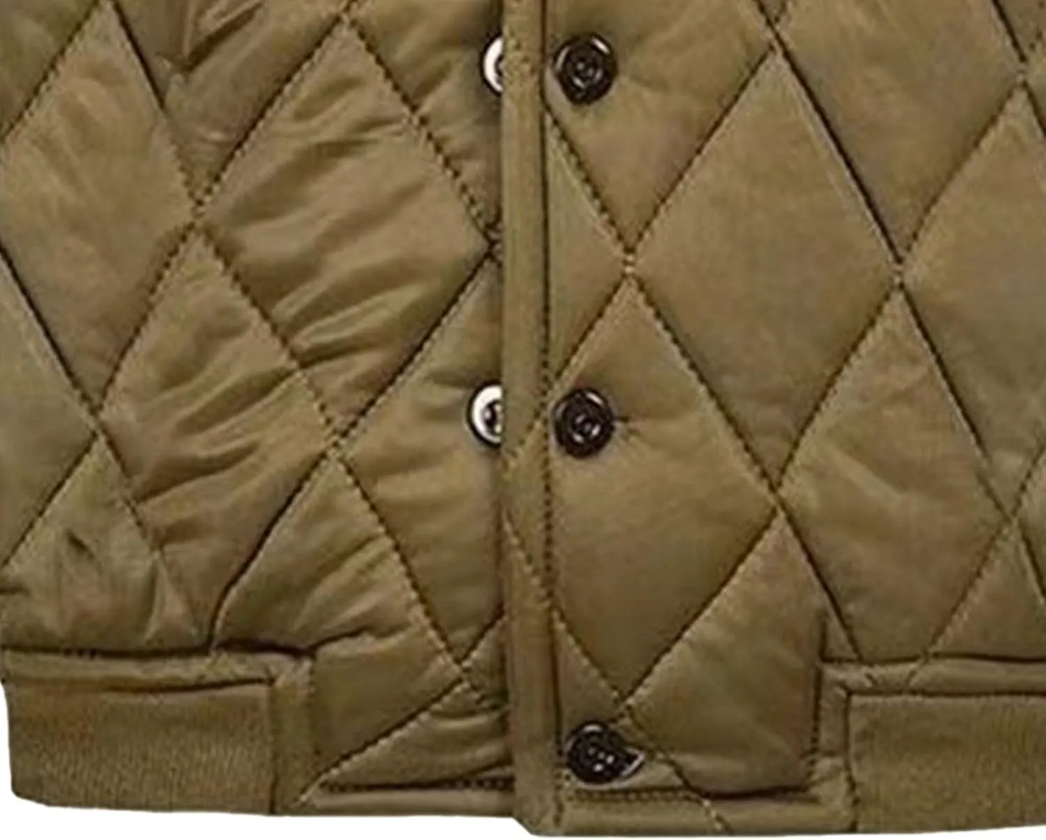 Men's Diamond Quilted Jacket Button Down Thermal Padded Cotton Coat Insulated Warm Winter Bomber Jackets