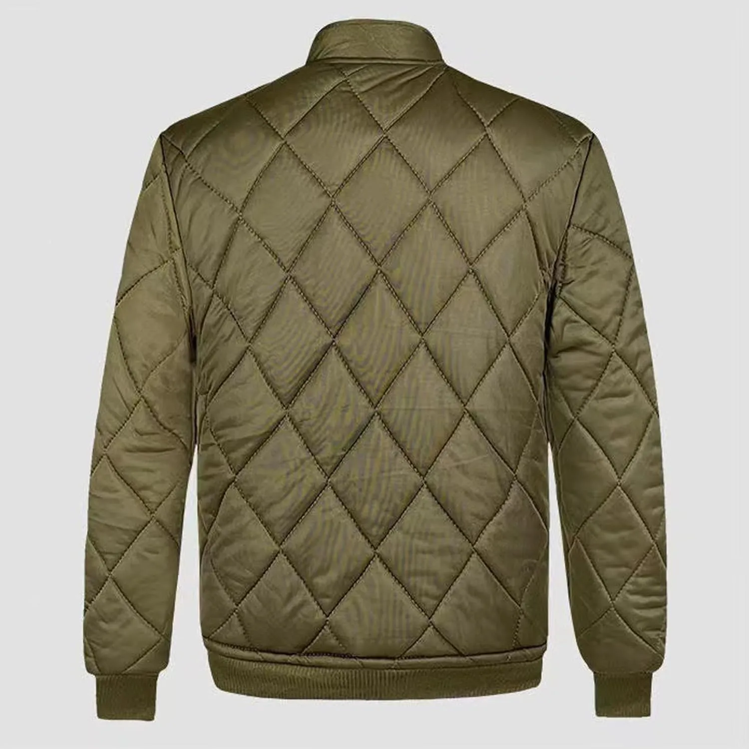 Men's Diamond Quilted Jacket Button Down Thermal Padded Cotton Coat Insulated Warm Winter Bomber Jackets