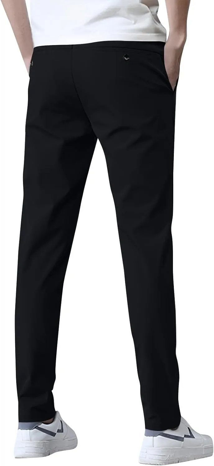 Men's Drawstring Casual Pants Summer Beach Loose Trousers with Pockets