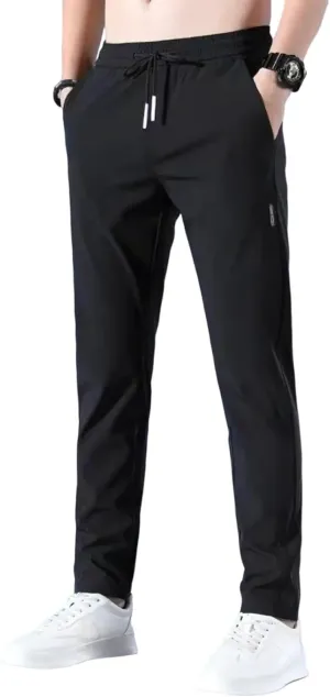Men's Drawstring Casual Pants Summer Beach Loose Trousers with Pockets