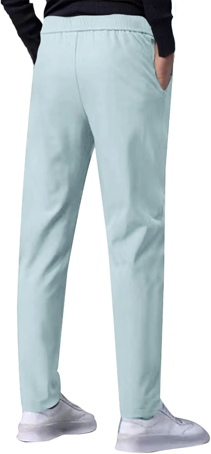 Men's Drawstring Casual Pants Summer Beach Loose Trousers with Pockets