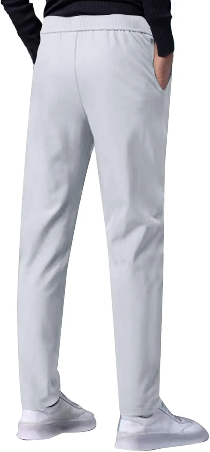 Men's Drawstring Casual Pants Summer Beach Loose Trousers with Pockets