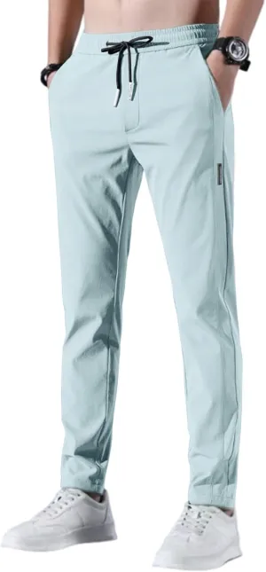 Men's Drawstring Casual Pants Summer Beach Loose Trousers with Pockets