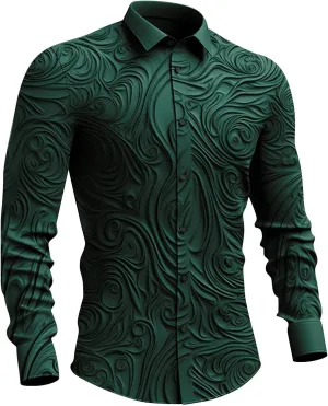 Men's Dress Shirts Luxury Floral Printed Fashion Designed Long Sleeve Button Down Casual Business Office Work Oxford Shirts