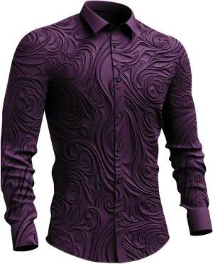 Men's Dress Shirts Luxury Floral Printed Fashion Designed Long Sleeve Button Down Casual Business Office Work Oxford Shirts