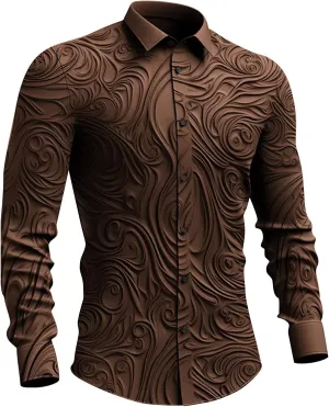 Men's Dress Shirts Luxury Floral Printed Fashion Designed Long Sleeve Button Down Casual Business Office Work Oxford Shirts