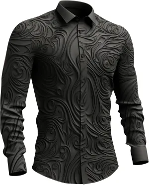 Men's Dress Shirts Luxury Floral Printed Fashion Designed Long Sleeve Button Down Casual Business Office Work Oxford Shirts